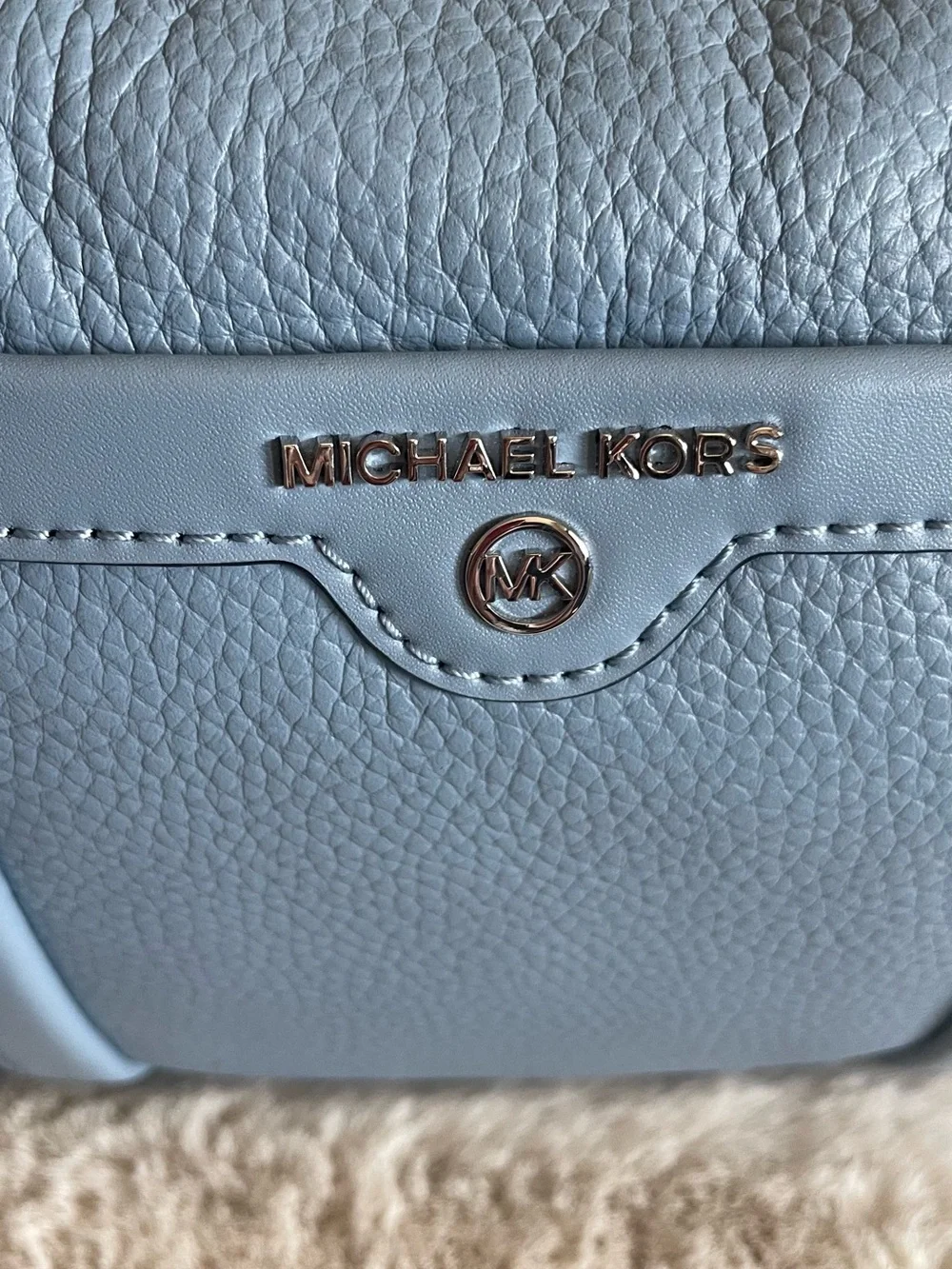 Michael Kors Slate Blue Pebbled Leather Satchel